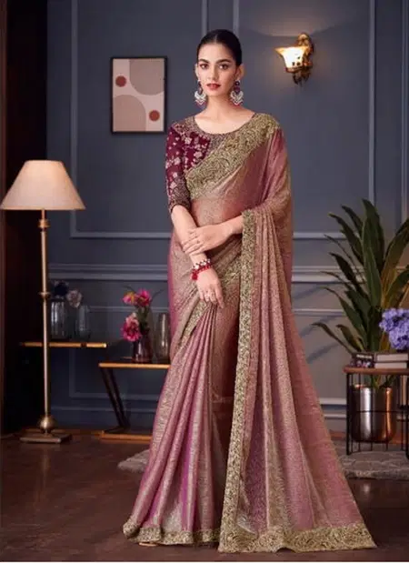 Mauve Pink Silver Screen 30011 Colours By Tfh Designer Party Wear Saree Bulk Orders In India